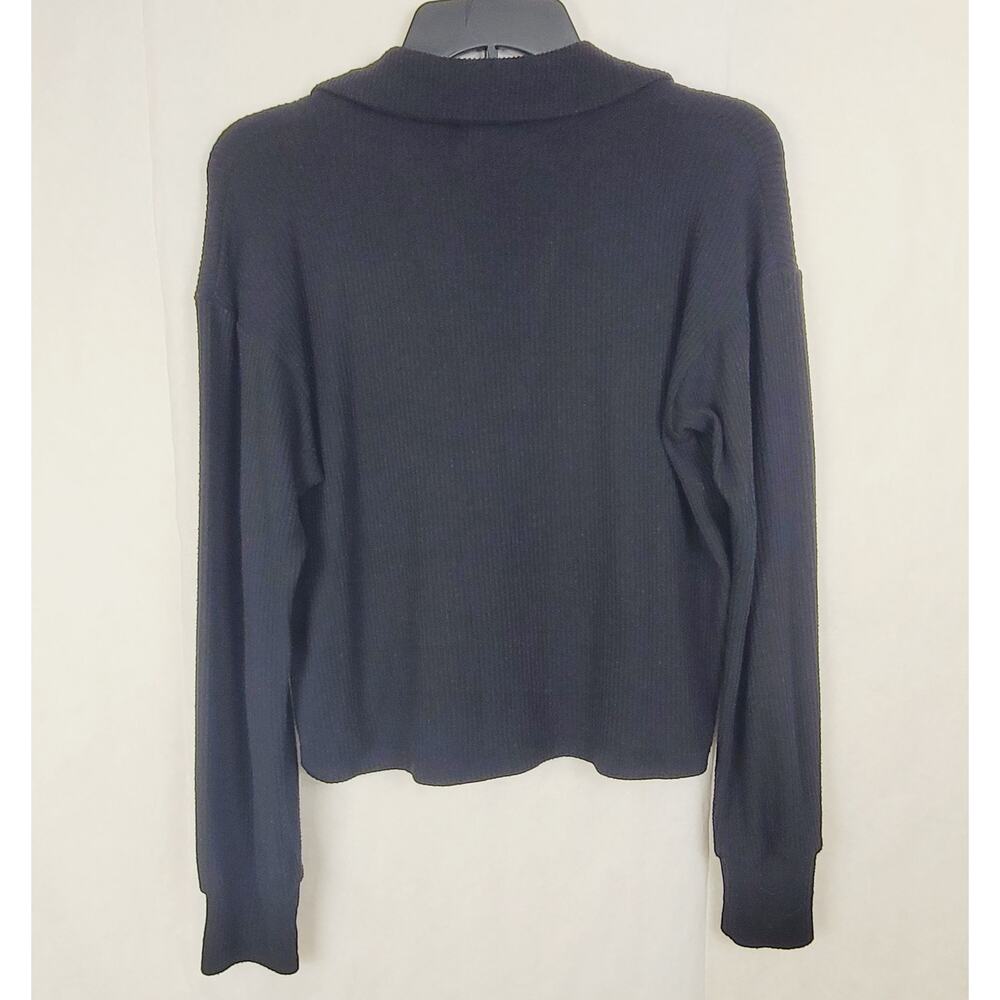 LNA Neve black collared ribbed henley shirt Size XS Minimal Classic Staple - Picture 2 of 7